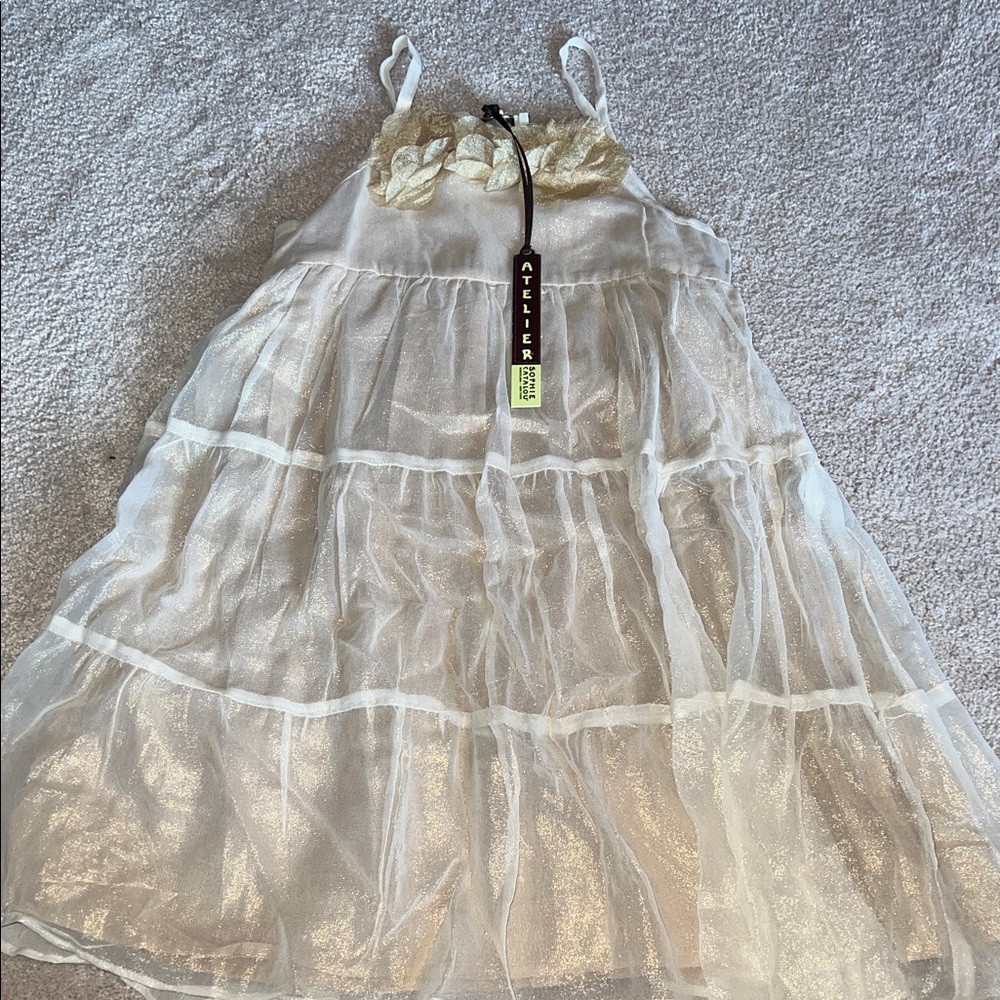 Sophie Catalou Atelier Kids Cream and Gold Dress